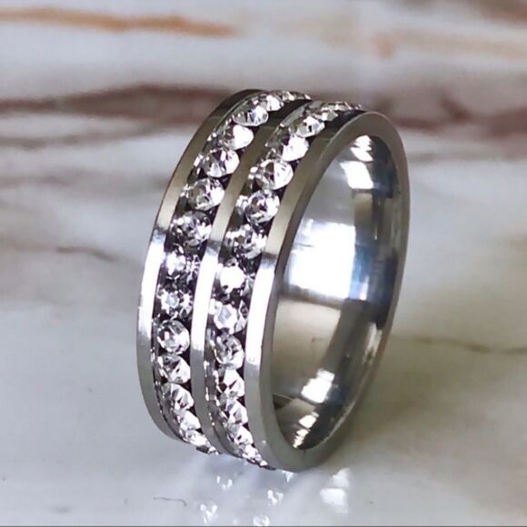 Men's Stainless Steel CZ Size 11.5 Ring - Picture 2 of 7